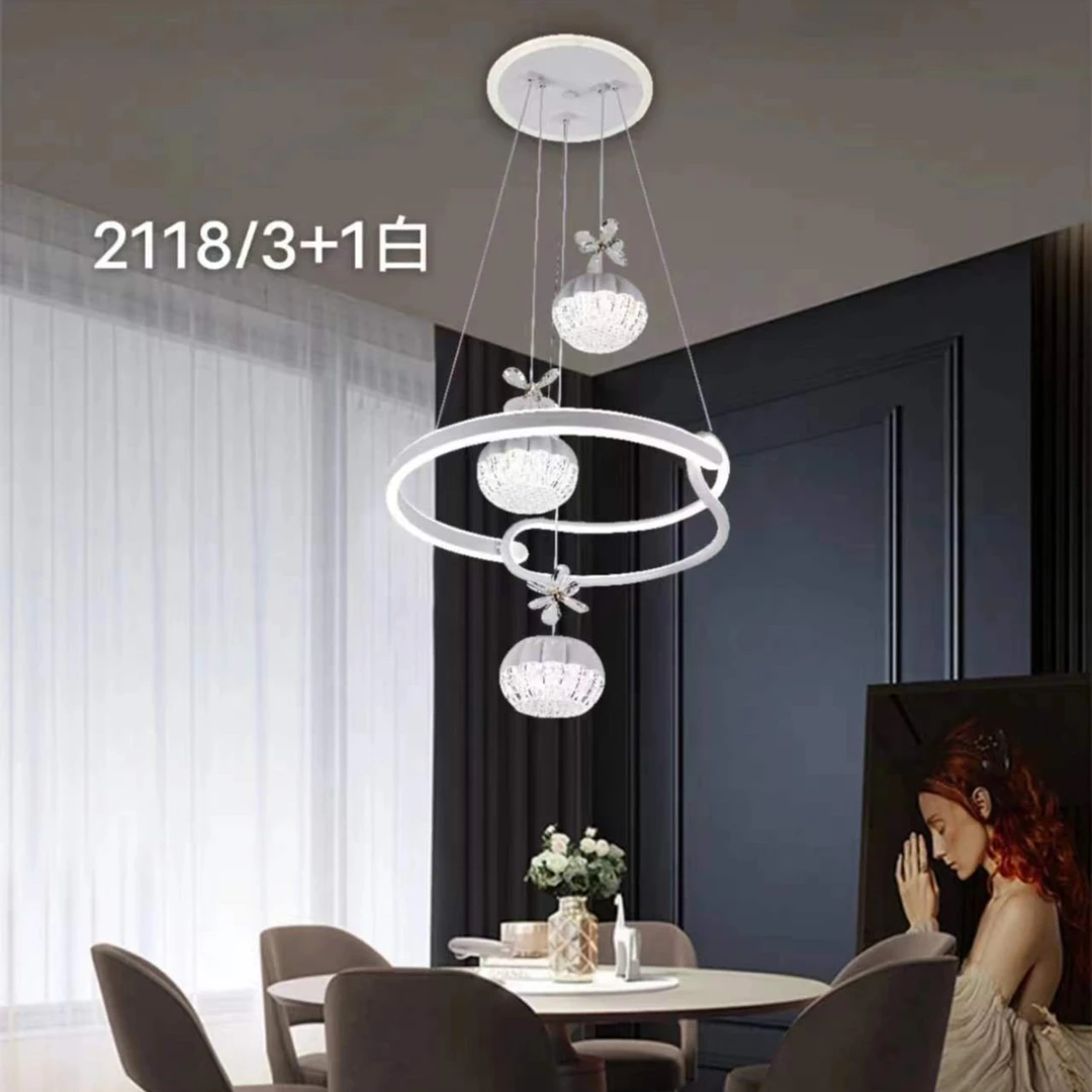 餐厅吊灯现代简约大气2023新款楼梯间吊灯美容院收银台水晶餐吊灯
