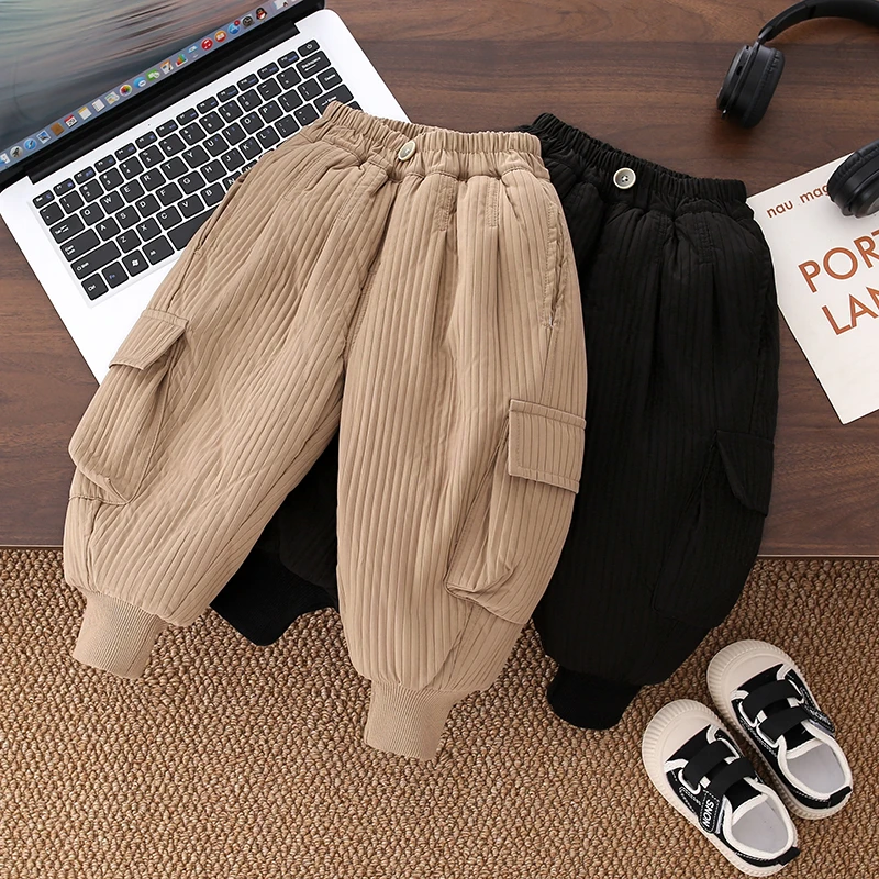 儿童冬季棉裤三层夹棉防风保暖裤韩版宽松时尚百搭男童女童休闲裤