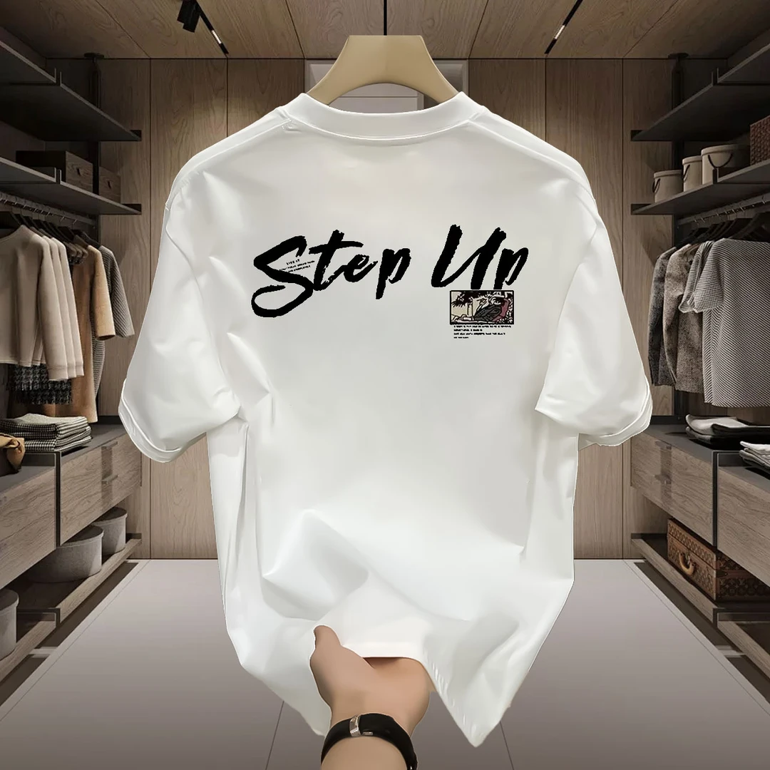 T恤男士男生圆领潮流百搭上衣潮牌半袖T纯棉短袖痞帅男士休闲