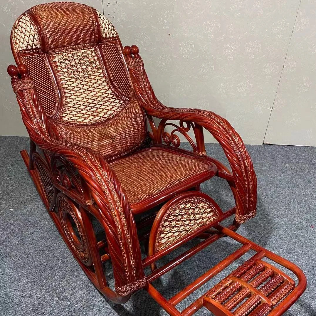 家具主卧简约新中式家用北欧客厅老人真藤可坐藤椅大用躺椅摇椅