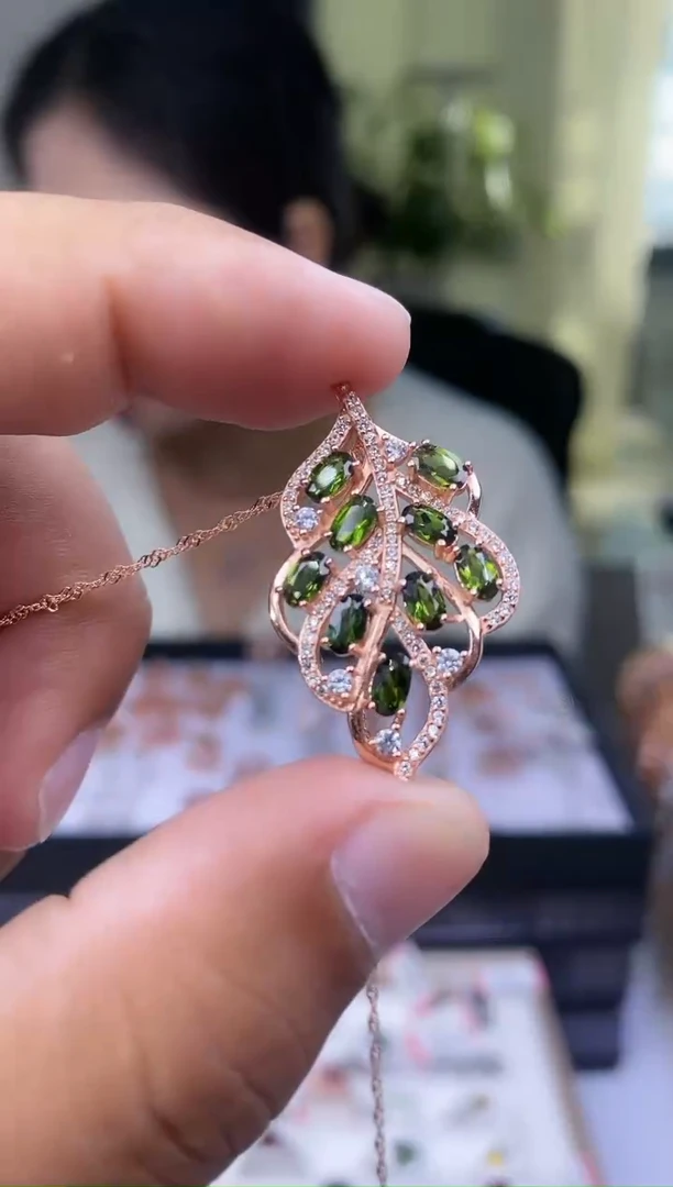 【闪购商品】碧玺吊坠银S925镶嵌2