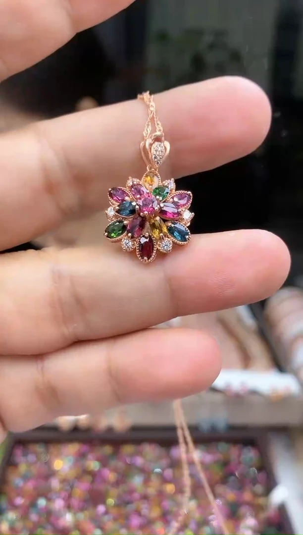 【闪购商品】碧玺吊坠银S925镶嵌2