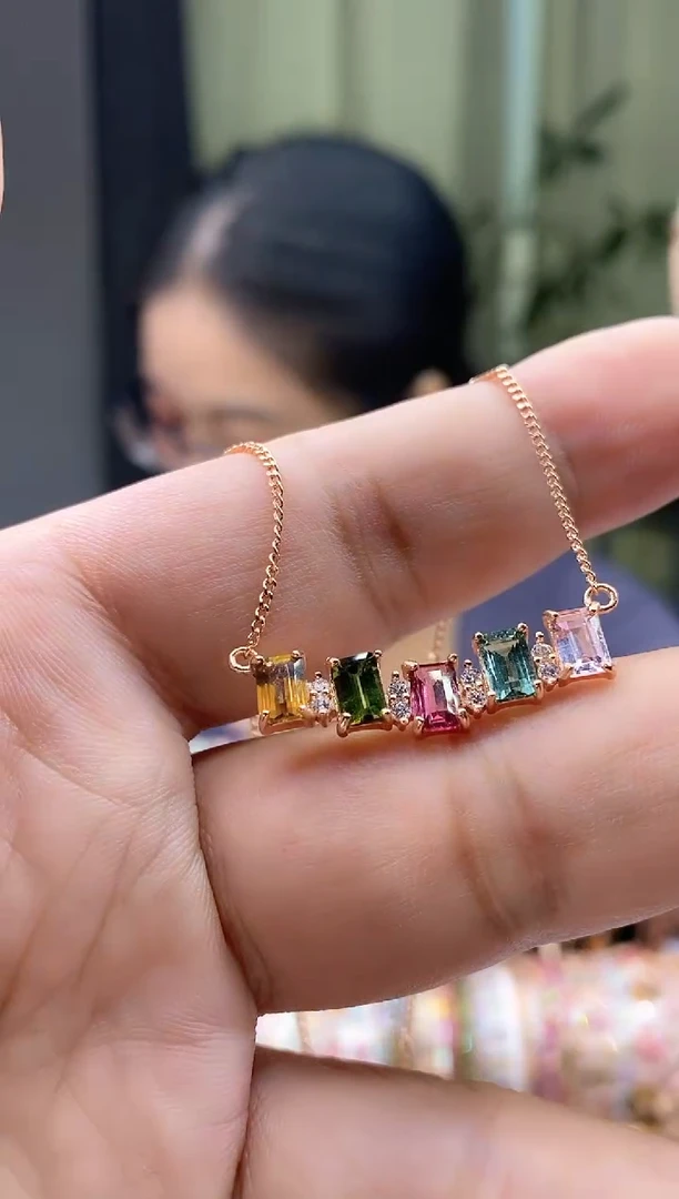 【闪购商品】碧玺项链银S925镶嵌345345354354354