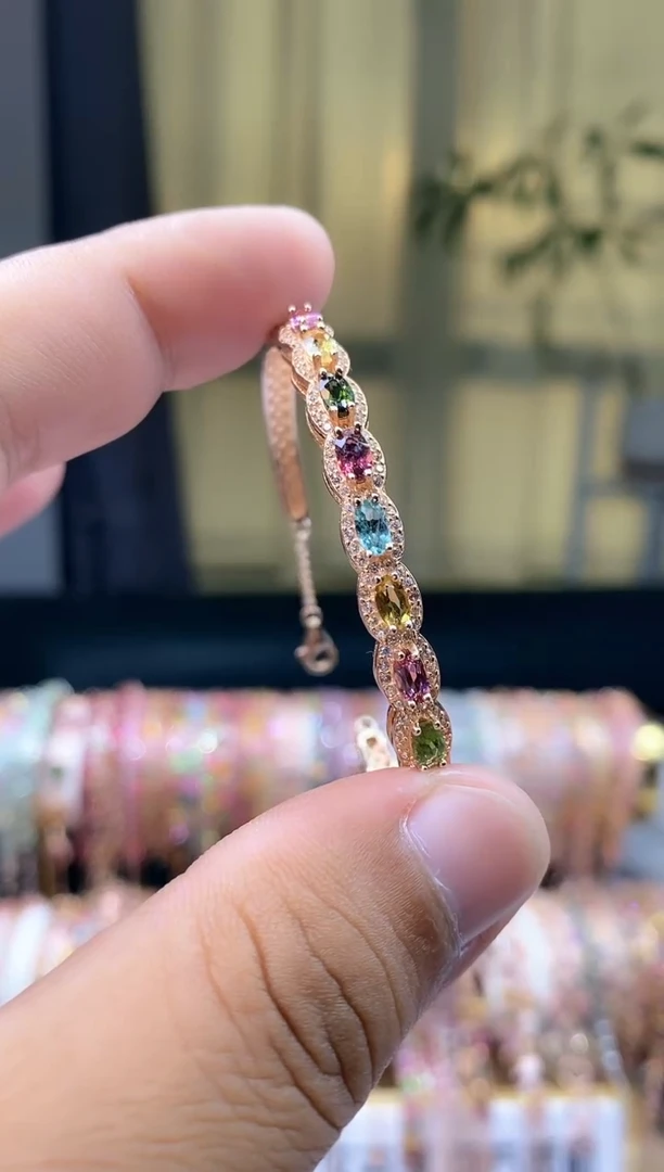 【闪购商品】碧玺手镯银S925镶嵌56155615156