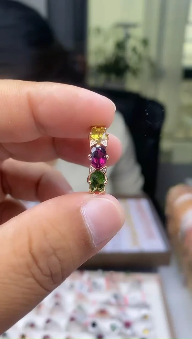 【闪购商品】碧玺戒指银S925镶嵌2