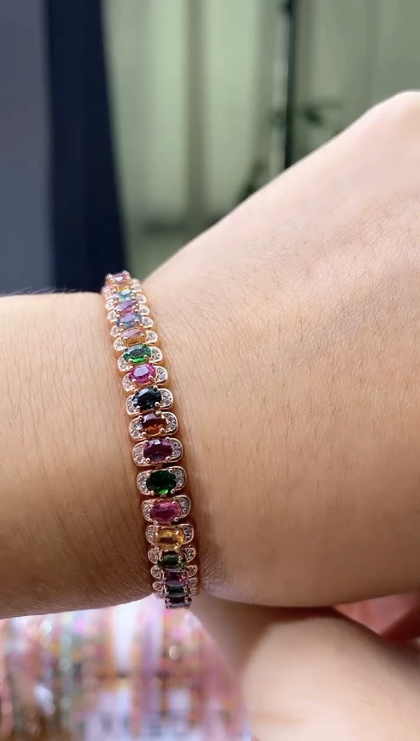 【闪购商品】碧玺手链银S925镶嵌3543543434343543