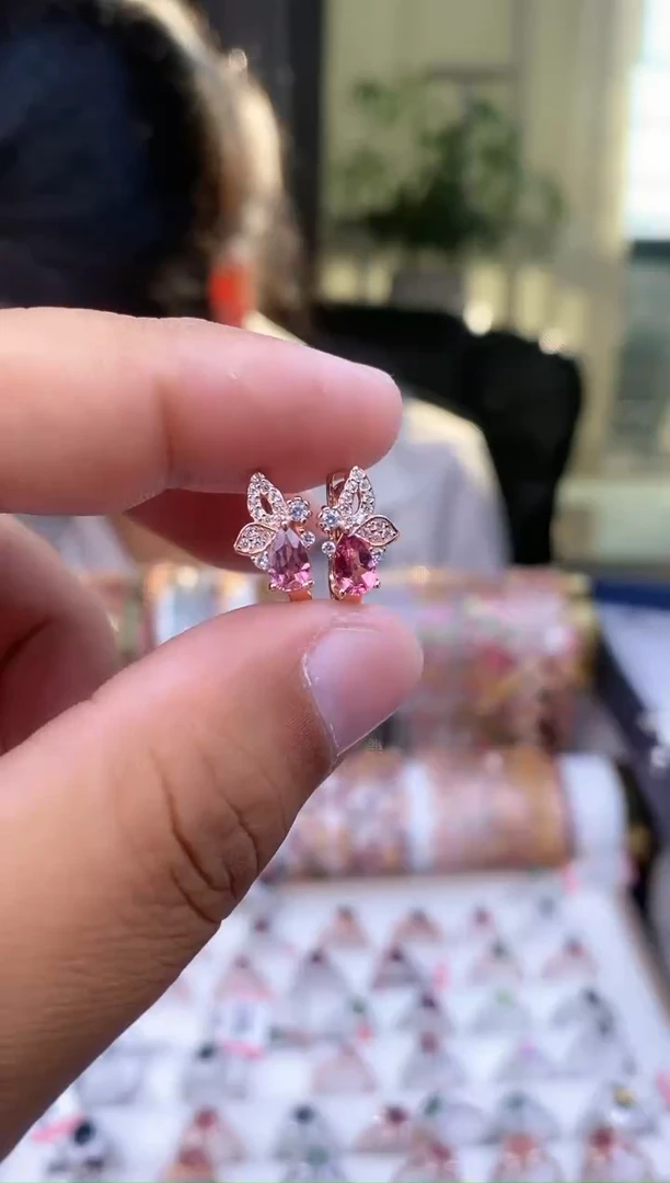 【闪购商品】碧玺耳扣银S925镶嵌2