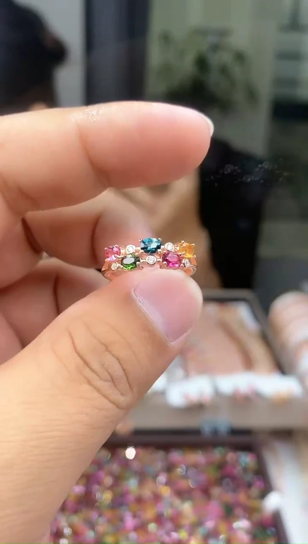 【闪购商品】碧玺戒指银S925镶嵌5