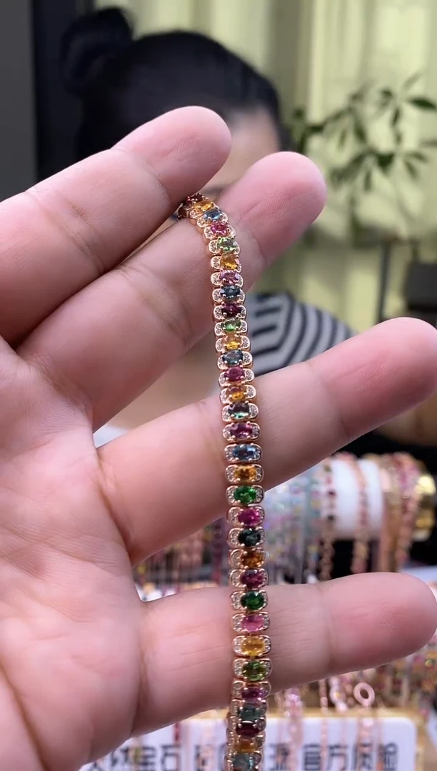 【闪购商品】碧玺手链银S925镶嵌3534345354354