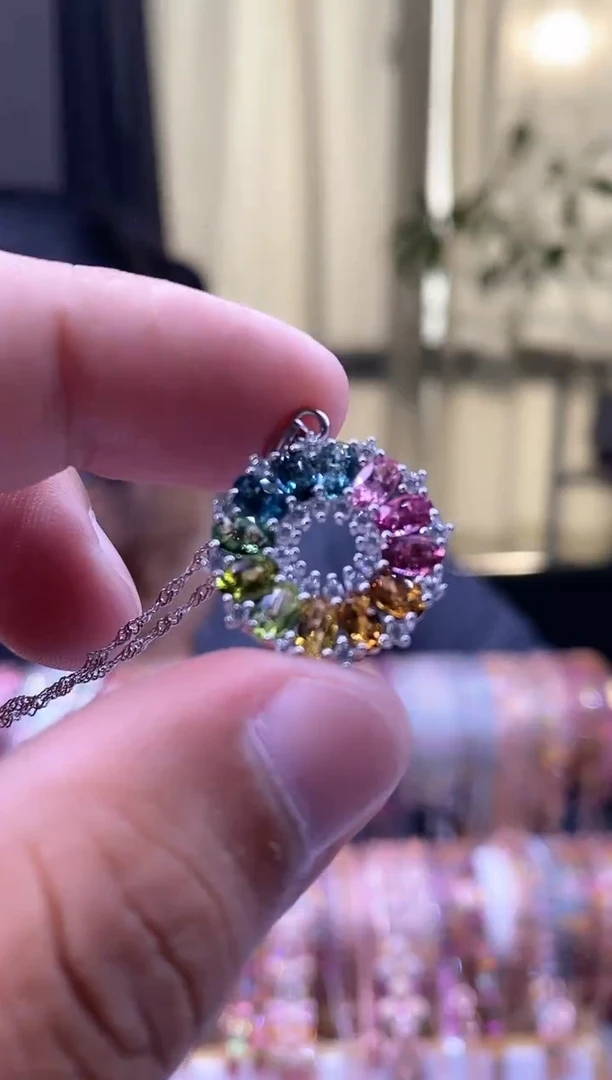 【闪购商品】碧玺吊坠银S925镶嵌3453543453543