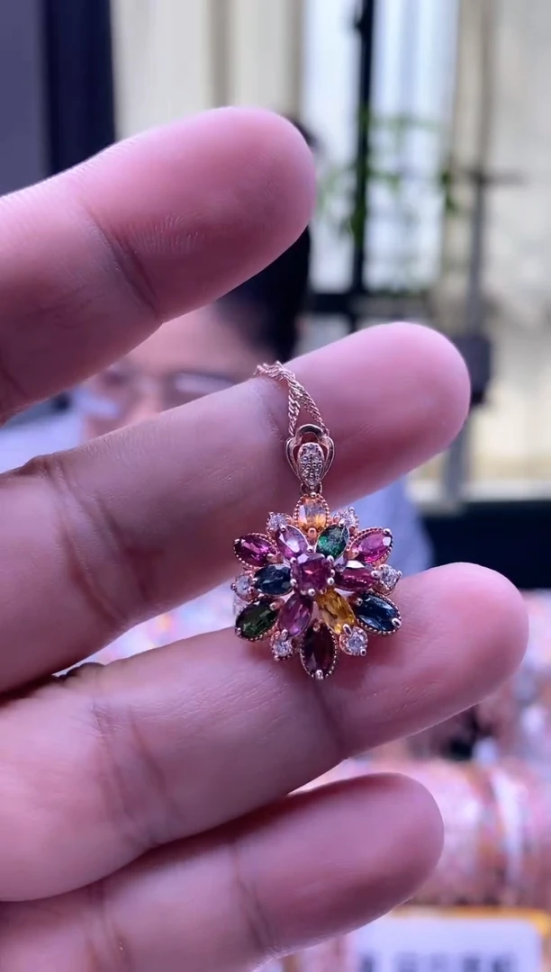 【闪购商品】碧玺吊坠银S925镶嵌1651566656