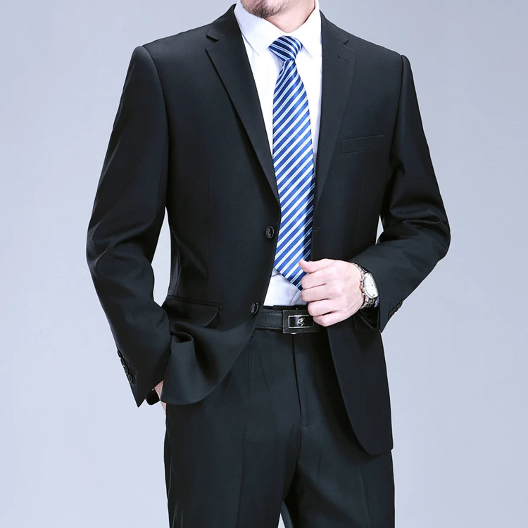 新款男士西服套装男商务礼服职业正装婚礼上班藏蓝色西装男