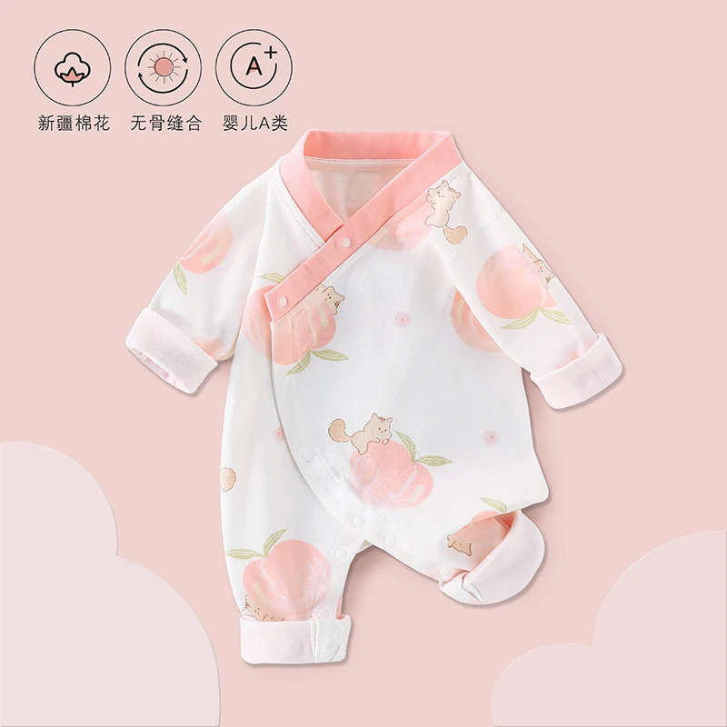 反季婴儿连体衣服春秋款纯棉男女新生儿宝宝春装新款哈衣爬服睡衣