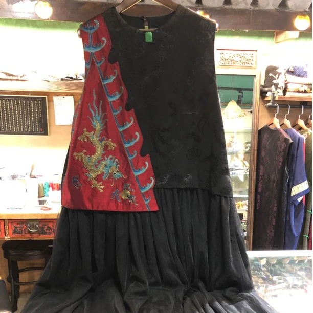 孤品特惠结缘老绣盘金龙长裙中式设计师连衣裙时尚新中式中国风