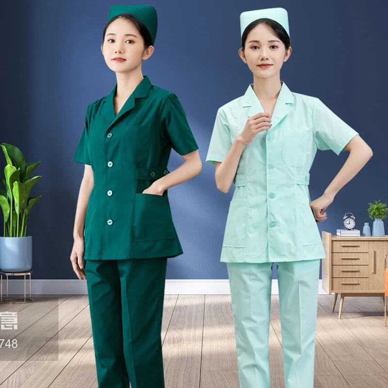 护士服长袖女夏季医院全套两件套短袖分体套装短款劳保护工工作服
