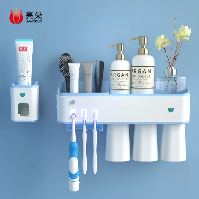 智能消毒牙刷置物架套装红外线杀菌带烘干漱口牙刷架置物架免打孔