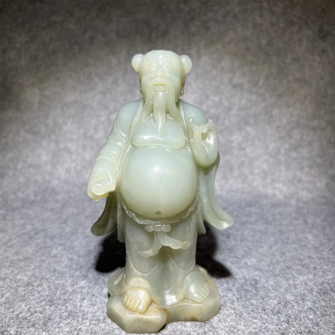 二十世纪中期和田玉人物摆件/山东省传承文物商店库出82+1009#