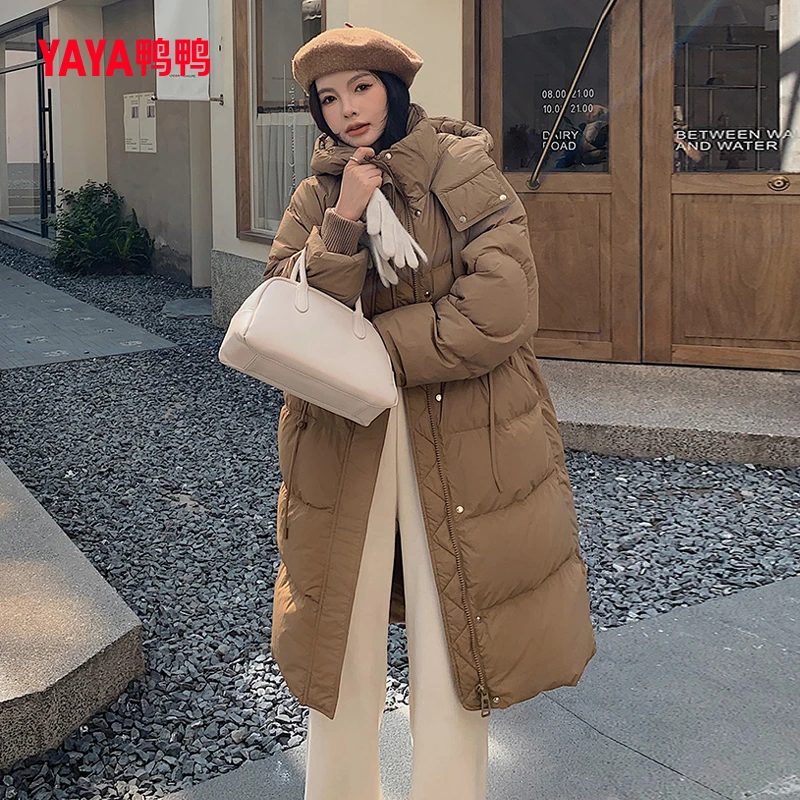 YAYA/鸭鸭新极寒加厚冬款连帽中长款羽绒服【好羽绒】YE3B601542N