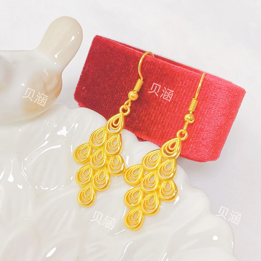 铜合金耳饰 复古凤凰孔雀女款耳钉长款百搭气质简约孔雀开屏耳坠