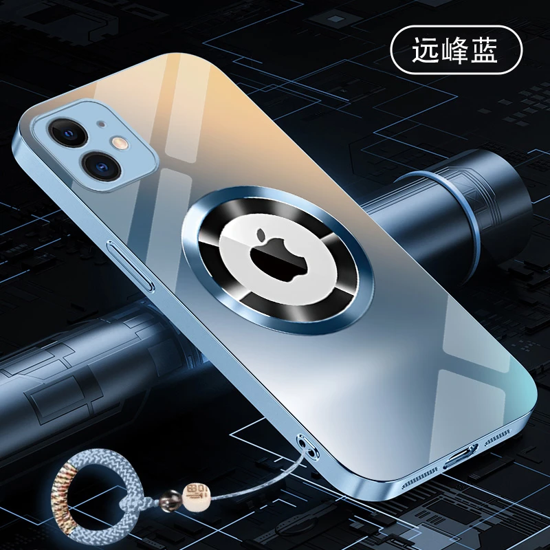 适用苹果11手机壳6.1寸潮流全包玻璃壳网红个性男女款高档金属漆