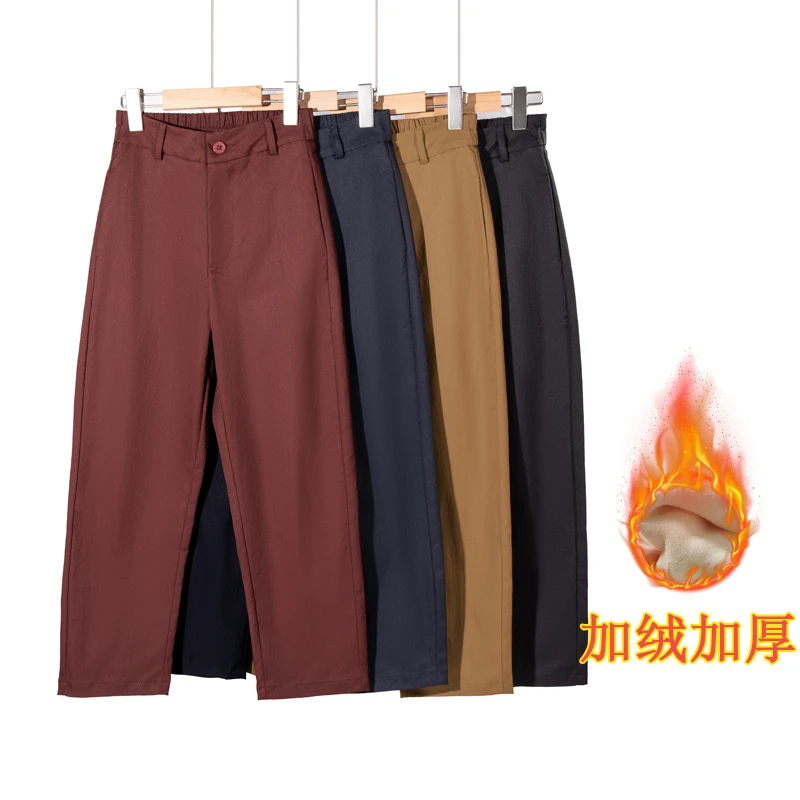 加绒加厚八分九分秋冬款上新品时尚-小个子安哥拉红小直筒裤休闲