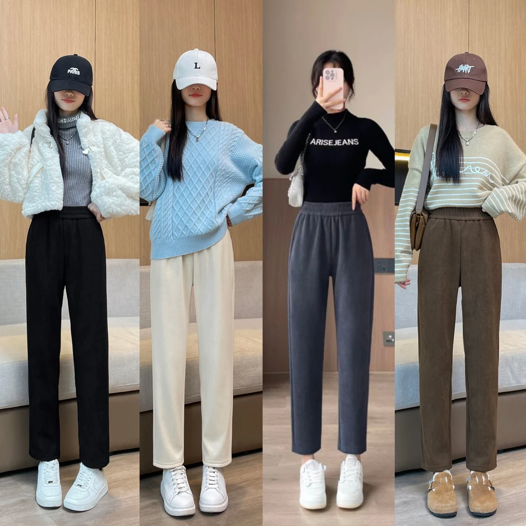 八分/九分时尚新款秋冬韩版木棉绒哈伦裤松紧高腰宽松休闲百搭