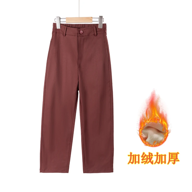 【三三精选】秋款上新品时尚-小个子安哥拉红休闲八分九分直筒裤女