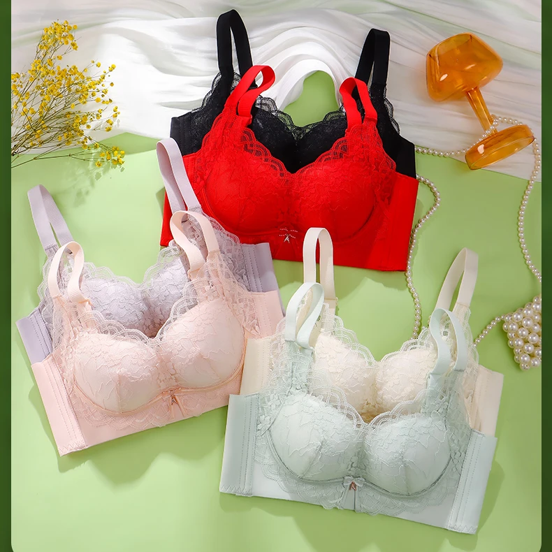 【星空】AB杯中厚1.5小胸聚拢文胸承上托防下垂收副乳蕾丝效果内衣