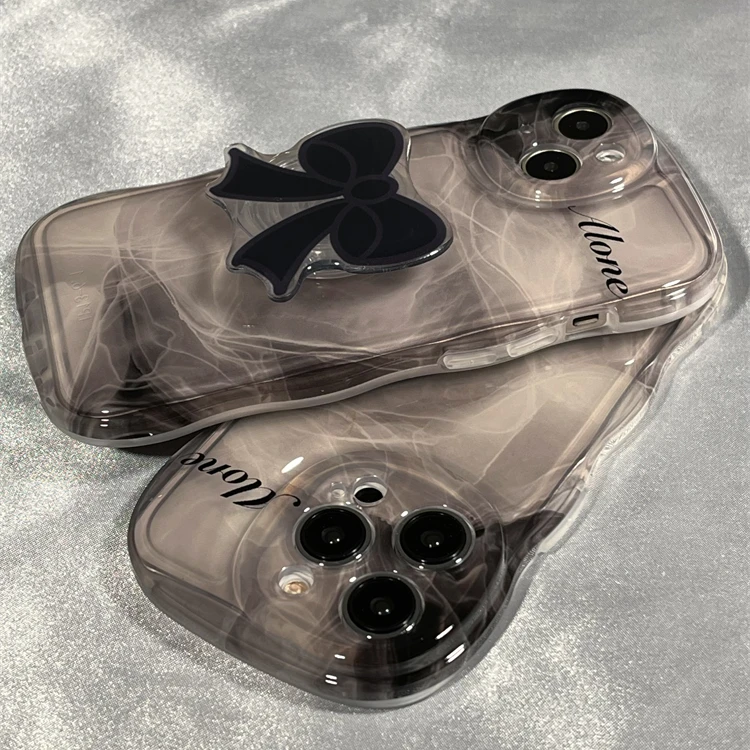 晕染黑色蝴蝶支架iPhone15promax手机壳14苹果13网红女款12韩风