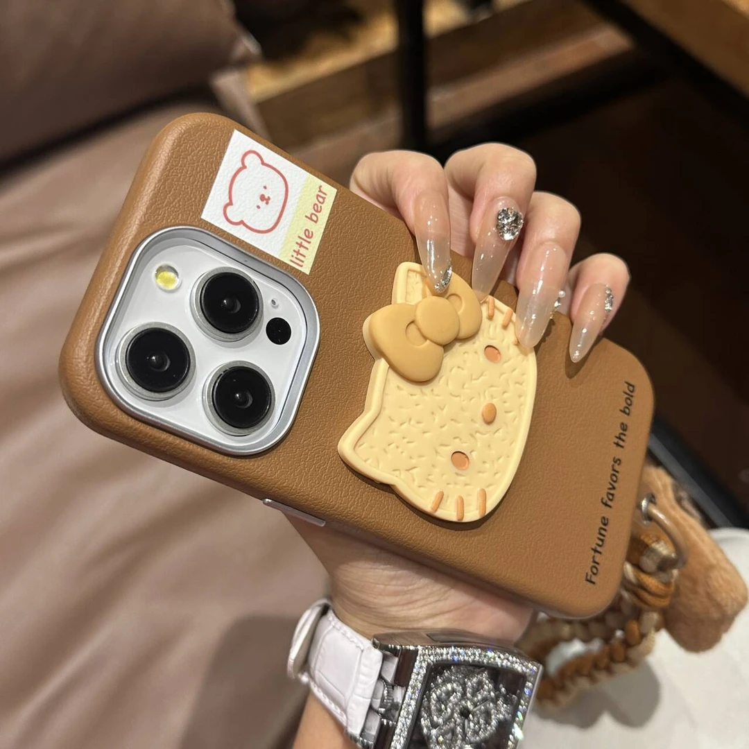 卡通小熊标签立体KT适用15ProMax手机壳iPhone14女苹果13/12潮16