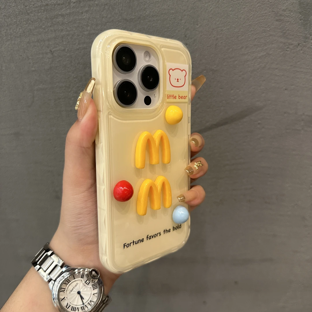 立体可爱卡通小熊M豆适用iPhone15promax苹果14手机壳13新款12女