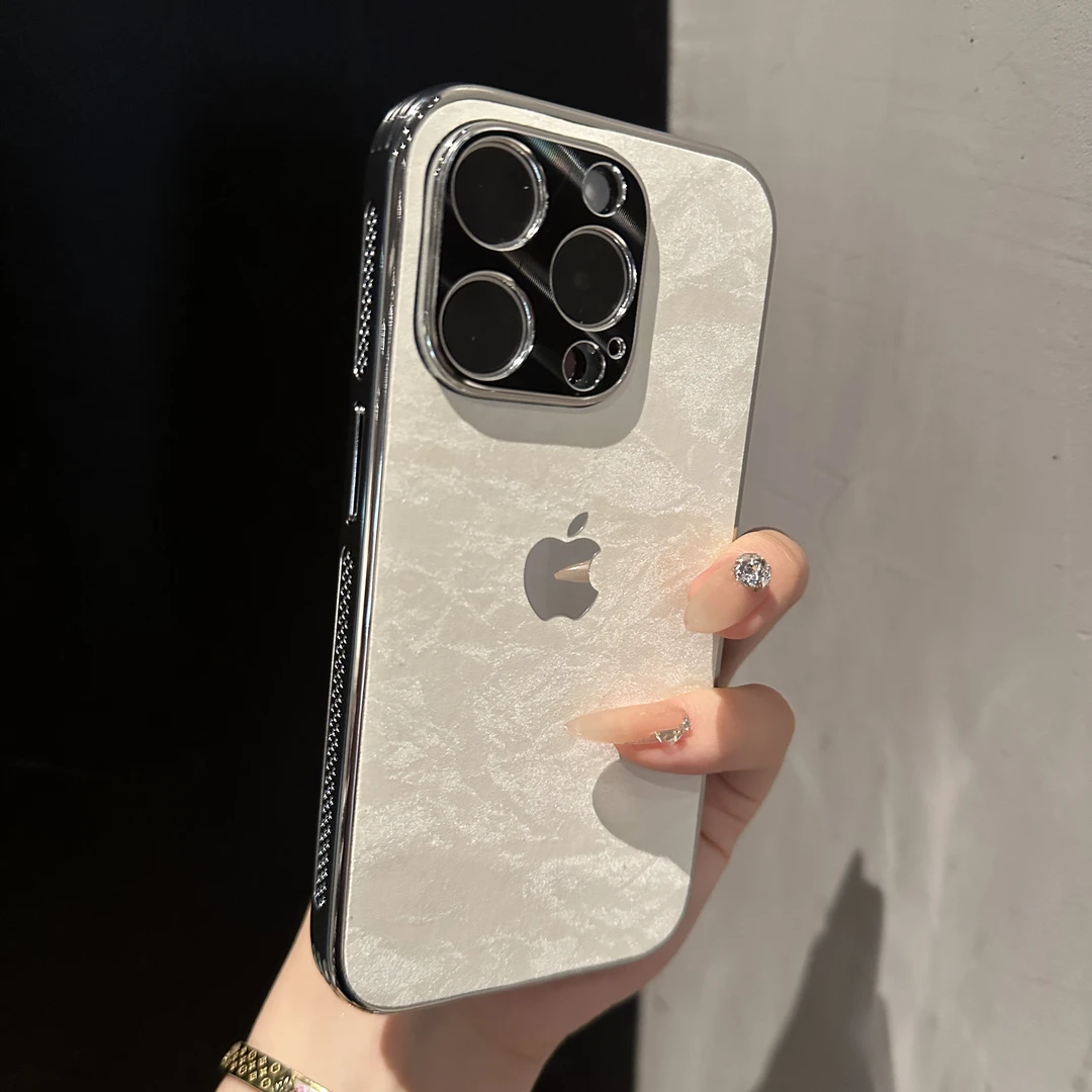 绒布纹散热边适用苹果15手机壳iphone14promax电镀13高级感12保护