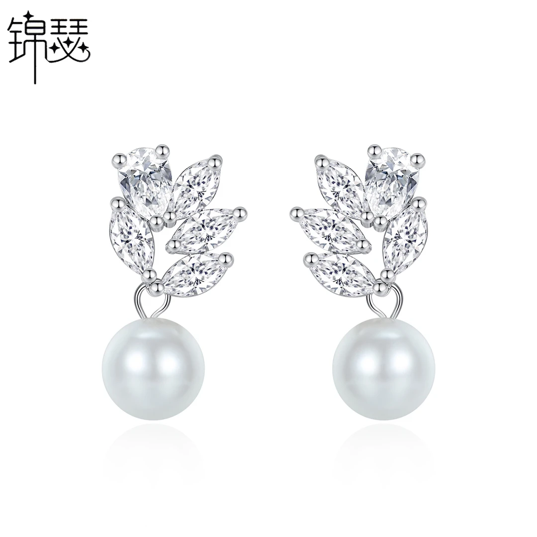 铜合金锆石耳饰 女士耳钉小众气质高级感耳环时尚百搭公主风耳饰