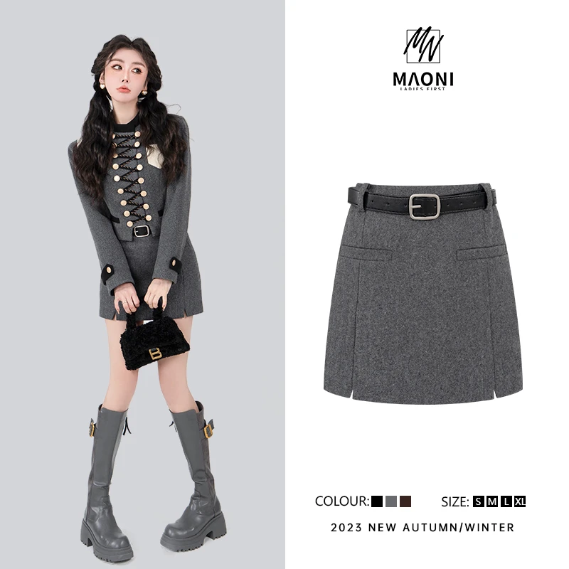 毛妮Peshe【烽火佳人】热力感穿搭 高腰短裤裙（配腰带）D8780