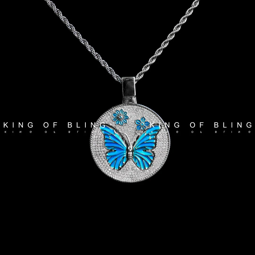 KING OF BLING 铜合金合成锆石吊坠 联名RG 机械蝴蝶嘻哈潮流高端
