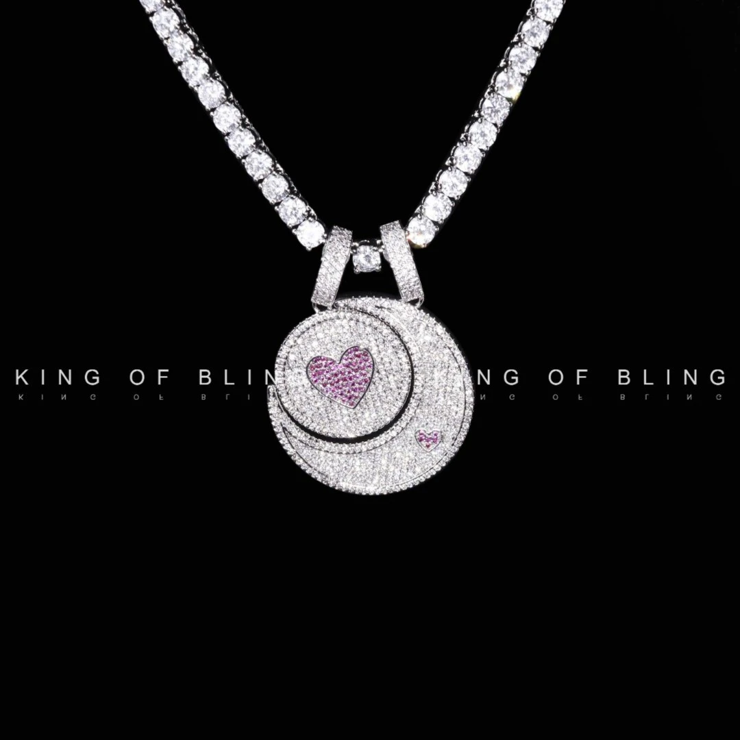 KING OF BLING 铜合金合成锆石吊坠 太阳月亮情侣吊坠镶嵌百搭