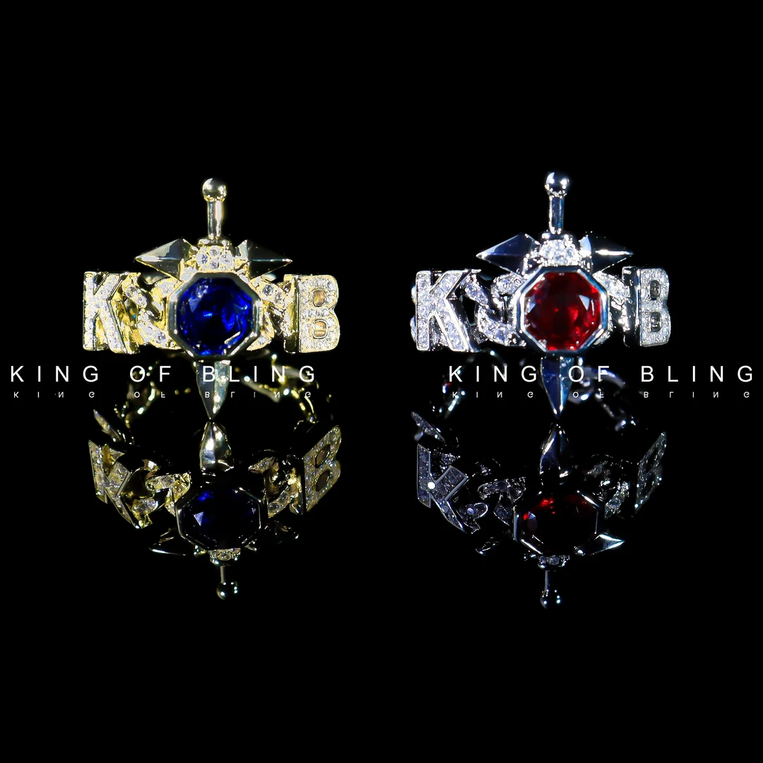 KING OF BLING 铜合金合成锆石戒指 KOB宝剑戒指嘻哈高端时尚欧美