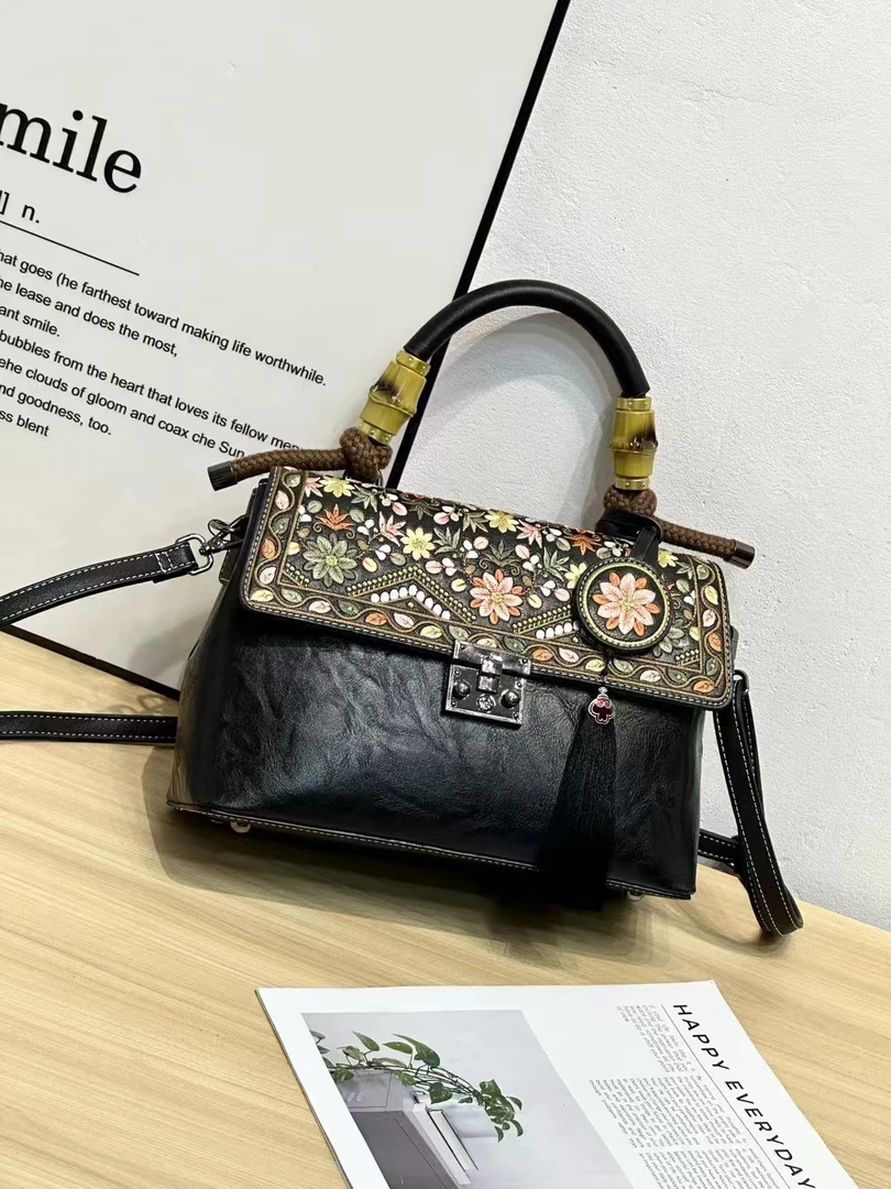 新款时尚精致复古印花潮流手拎手提女包8766