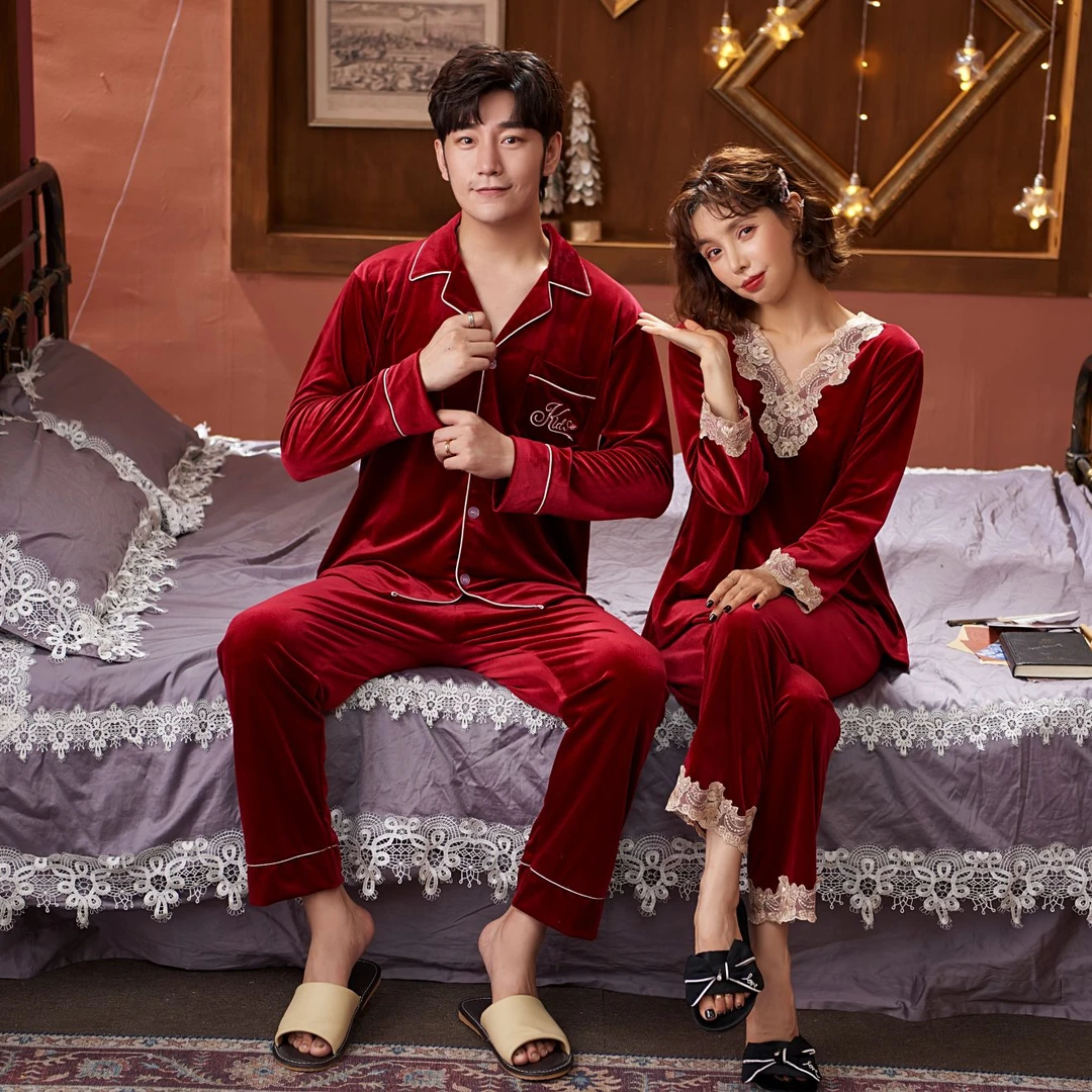 达芬奇密码秋冬轻暖感男士金丝绒睡衣家居服冬季单面绒睡衣