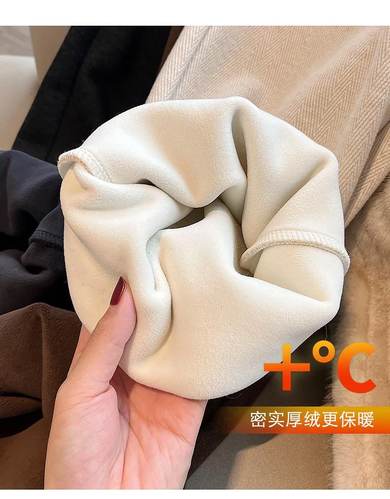 秋冬加厚摇粒绒卫裤女宽松显瘦保暖休闲哈伦裤