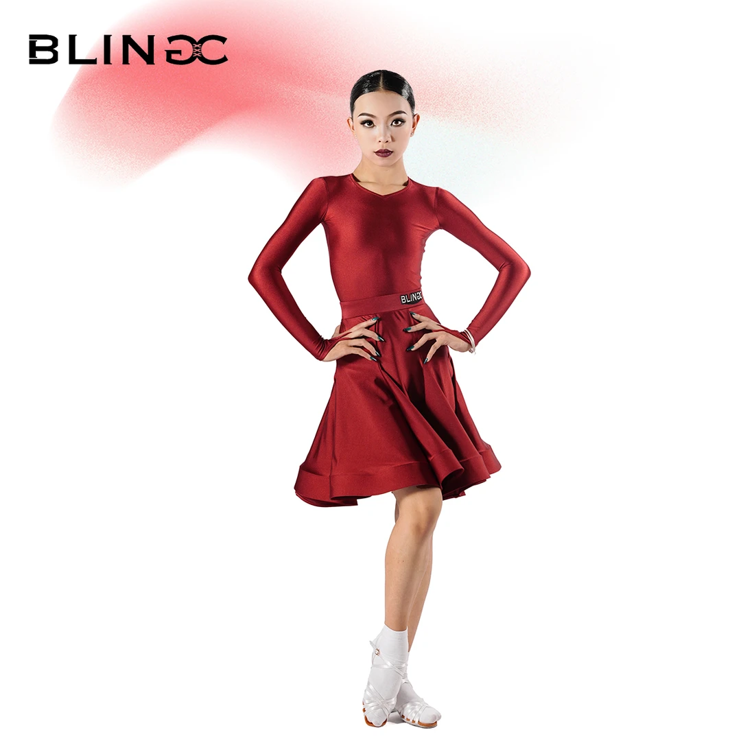 BLINGC新款拉丁舞规定服少儿童表演服进口欧标珠光专业比赛服553