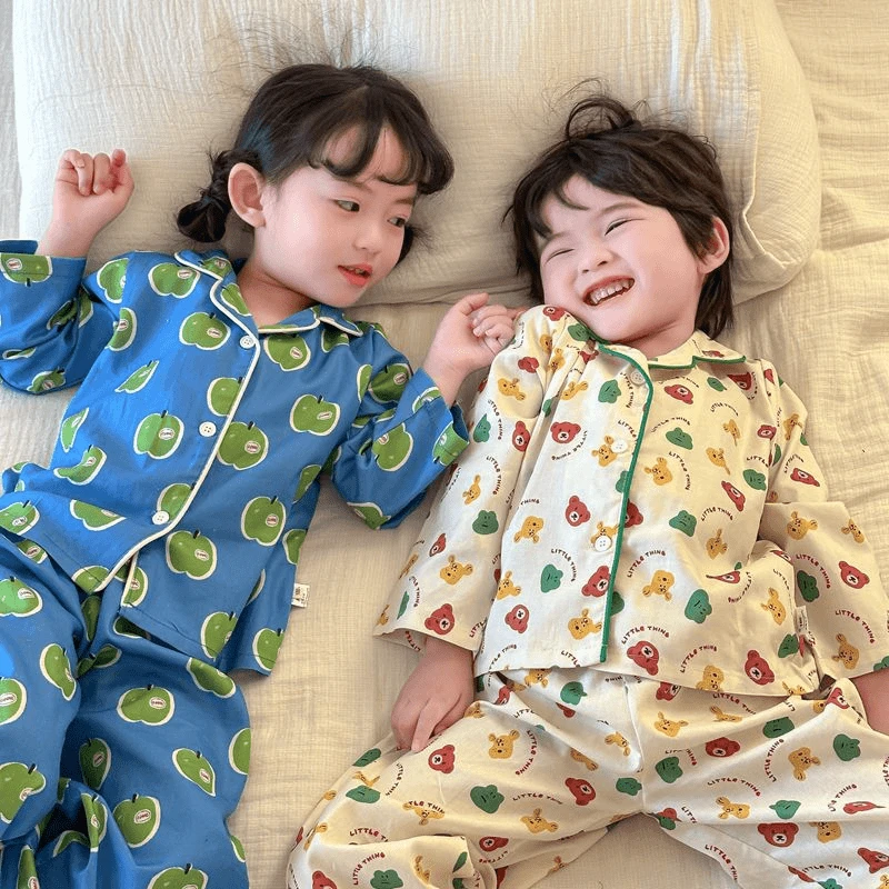 纯棉儿童A类睡衣春秋季套装卡通可爱男女孩男童中小童宝宝家居服