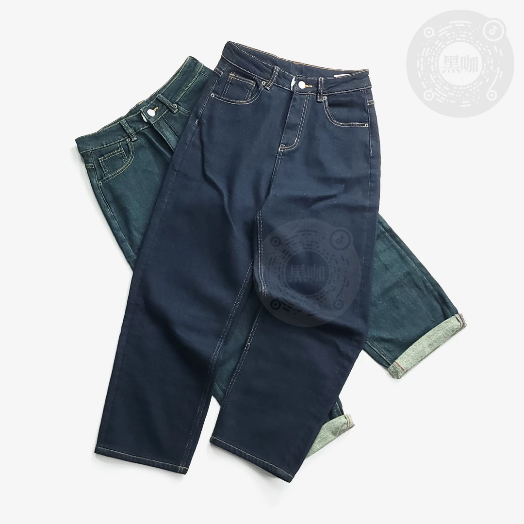 【黑咖】女士直筒磨毛牛仔裤秋冬百搭保暖厚款牛仔长裤潮流男友裤