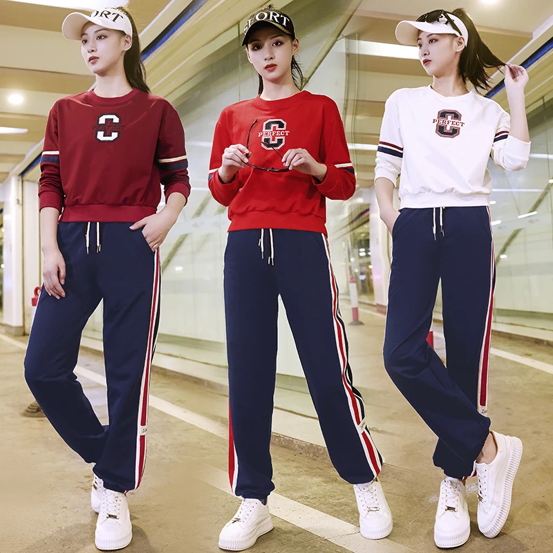 秋冬季运动服套装棉新款女式宽松休闲跑步服卫衣两件套束脚裤2215