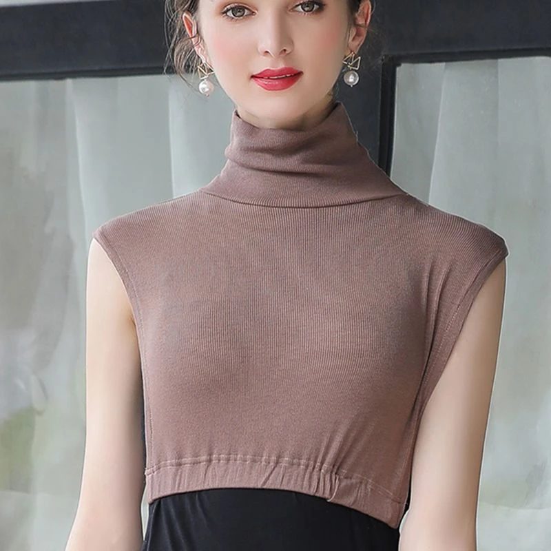 秋冬季高弹新款假领子女半高领保暖百搭素色配毛衣卫衣上衣打底