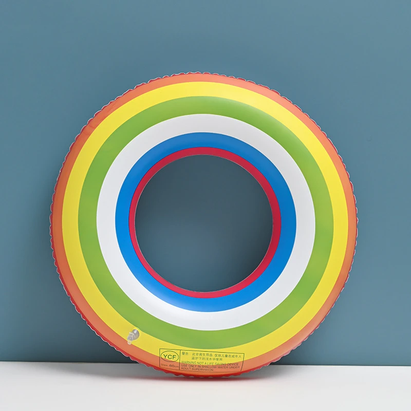 加厚双层儿童游泳圈 彩虹加厚儿童充气泳圈60-100腋下圈救生圈