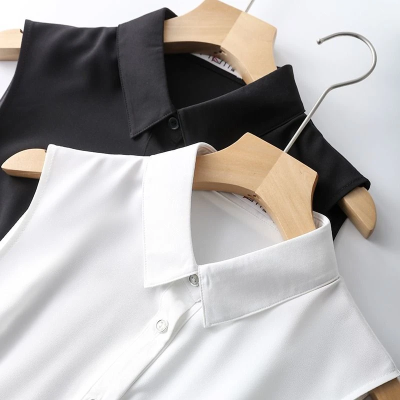 韩版中长款上衣女款百搭职业衬衣领子洋气内搭打底衫背心无袖衬衫