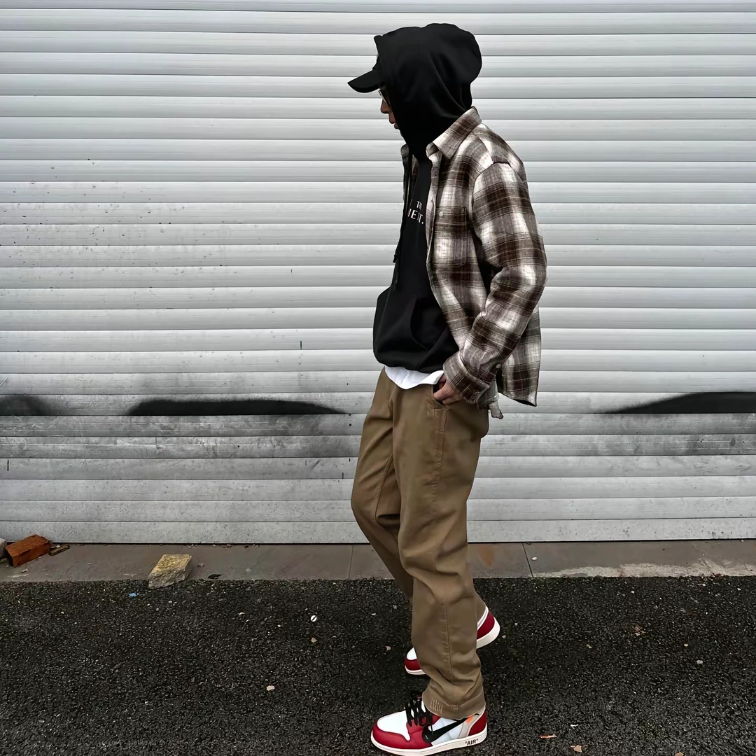 秋冬复古休闲水洗破坏耐磨直筒弹力工装裤男做旧长裤百搭宽松美式