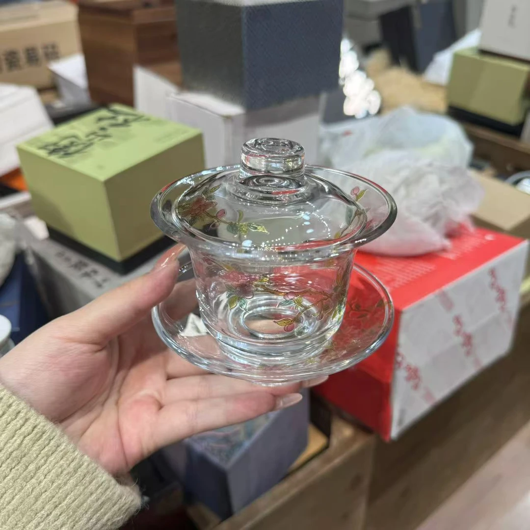 春风桃李玻璃三才盖碗 1304