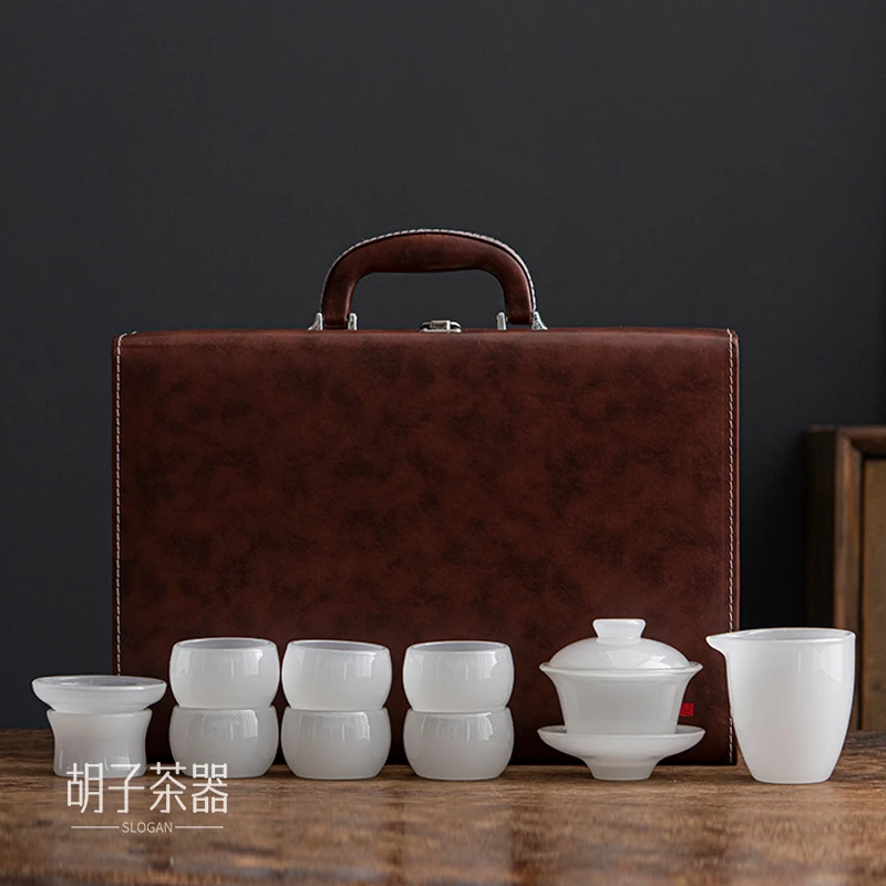 胡子 琉璃茶具套组功夫茶具琉璃盖碗套家用茶具套装高档全套 D003
